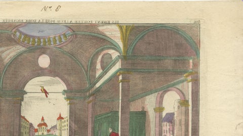 Optica Print of Joseph's Robe Shown to Jacob, 1770, Hand-Colored Biblical Scene, close-up 5