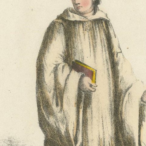Moine de Cîteaux, 1862 Hand-Colored Lithograph of a Cistercian Monk, close-up 2