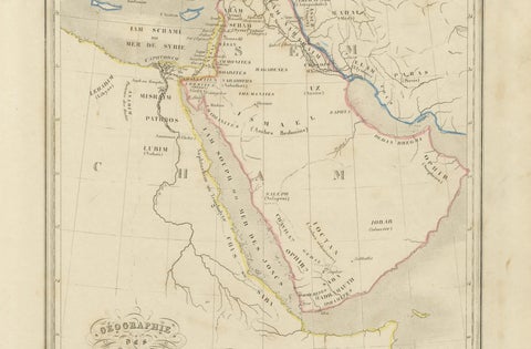 Antique Map of the Biblical Lands, Arabia and Canaan, Malte-Brun c.1820, close-up 2
