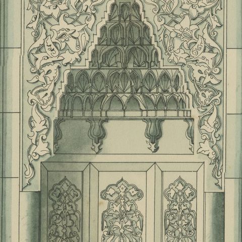 Antique Islamic Architectural Print, Ottoman Niche Design, Bursa Turkey, 1924, close-up 6
