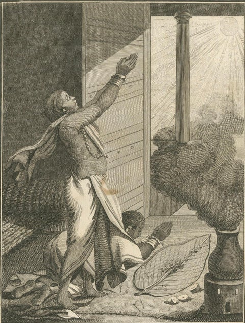 Hindu Women Celebrating Pongal Festival, Engraving after Sonnerat, 1806, close-up 4