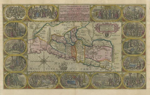 1625 Petrus Plancius / Cloppenburg Map of the Holy Land with Biblical Vignettes, close-up 6