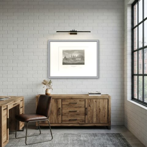 The Monastery Palace of Mafra, Portugal, Antique Architectural View, circa 1850, shown framed in a room, true to size