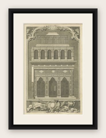 Antique Westminster Abbey Monument Engraving, Vertue, England, c.1735, shown framed