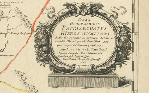 Antique Map Holy Land & Jerusalem, Patriarchatus Hierosolymitani, c1652, close-up 1