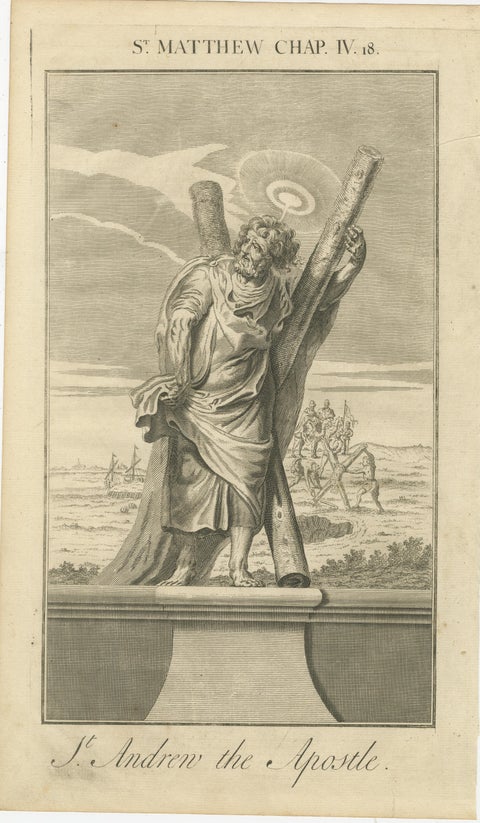 Biblical Engravings, Christ’s Resurrection & St. Andrew the Apostle (1735), view 3