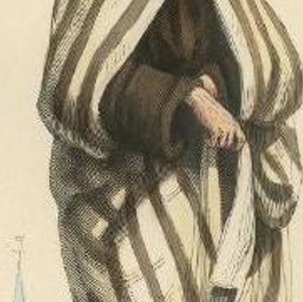 Antique Print of a Carmelite Monk in Old Handcoloring, 1845, close-up 1