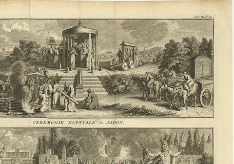 Antique Print of Japanese Wedding and Funeral Ceremonies by B. Picart, c.1730, view 3