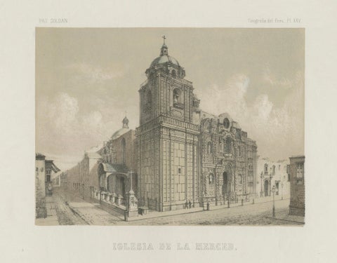 Hand-colored lithograph views of the Cathedral and La Merced Church, Lima, 1865, close-up 4