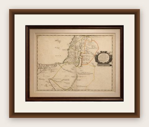 Antique Map Holy Land & Jerusalem, Patriarchatus Hierosolymitani, c1652, shown framed