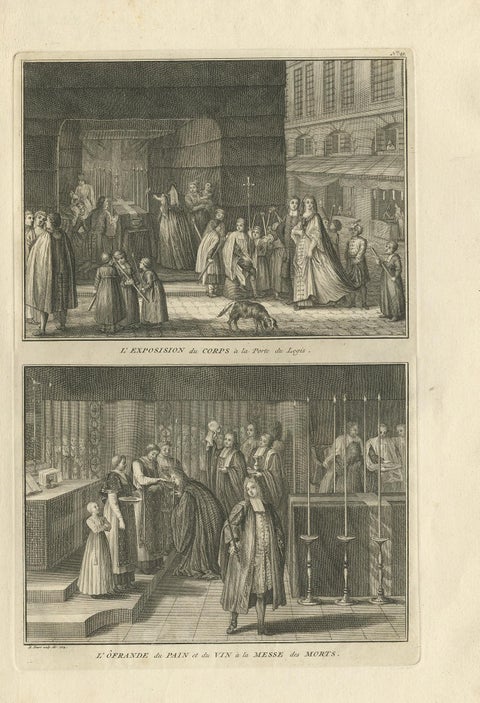 Antique Print of a Funeral Procession by Picart, circa 1725, view 3