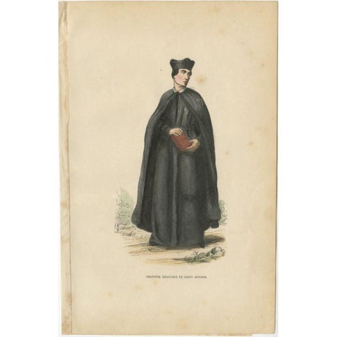 Antique Print of a Member of the Order of Saint Anthony, Ethiopia, 1845, view 2