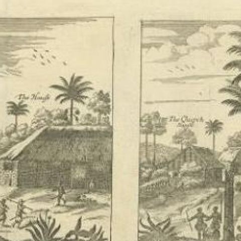 Original Antique Engravings of Various Churches on Ceylon 'Sri Lanka', 1732, close-up 1