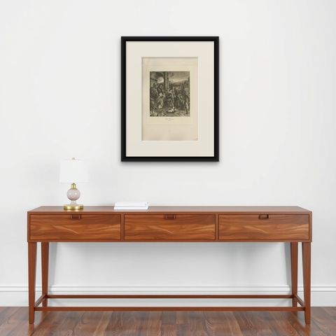 Antique Print of 'the Nativity' Made After Francia 'c.1890', shown framed on a wall, true to size