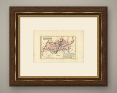 Antique Scripture Map of the Tribe of Ephraim, Hand-Colored, 1823, shown framed