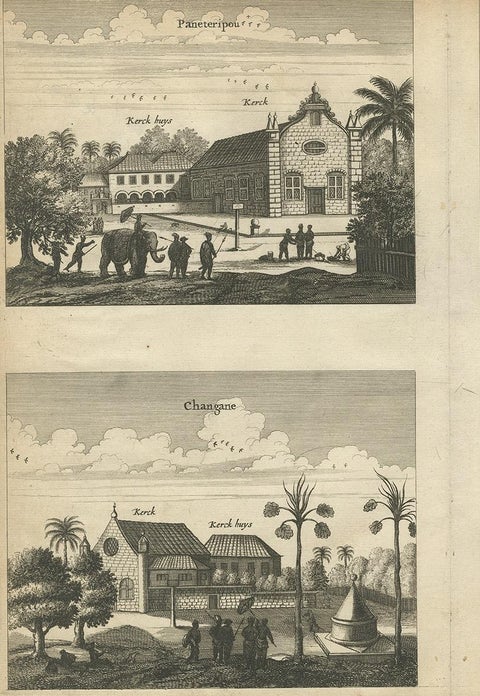 Antique Print of the Churches of Paneteripoum, Manipay, Changane and Vanarpone, view 3