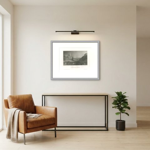 Absalom's Pillar, Kidron Valley, Jerusalem, Antique View with Goats, circa 1850, shown framed in a room, true to size