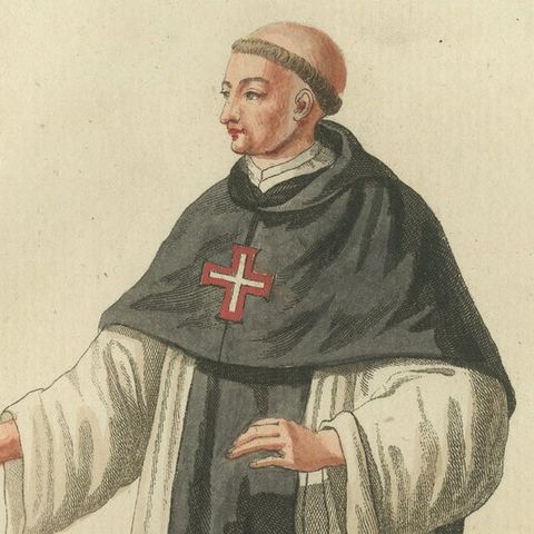 Monk of the Order of Christ in Portugal, Historic 18th-Century Engraving, close-up 4