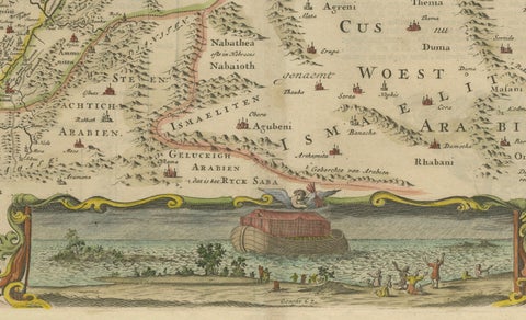 Circa 1686 Daniel Stoopendaal Map: Biblical Sites from Paradise to Canaan, close-up 2