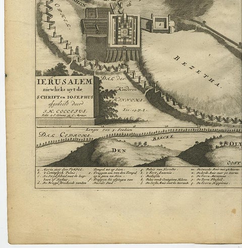 Antique Bible Plan of Jerusalem by Covens & Mortier, 1743, view 3