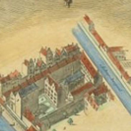 Antique Print of the Urselen Monastery in Amsterdam, c.1760, close-up 1