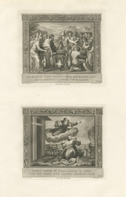 Original Antique Religion Print Depicting God's Covenant with Abraham, C.1850, close-up 1