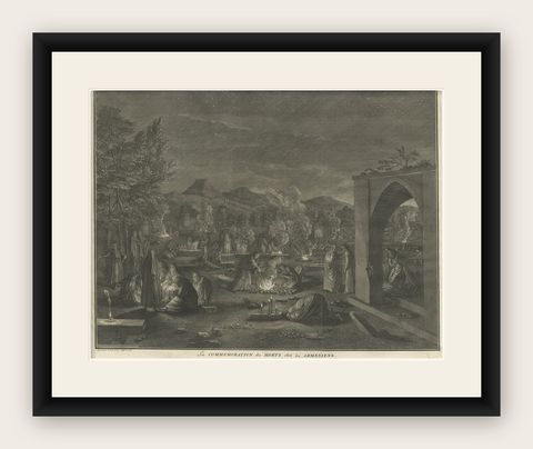 Rare Religious Antique Print Depicting the Death of Armenian Christians, 1730, shown framed