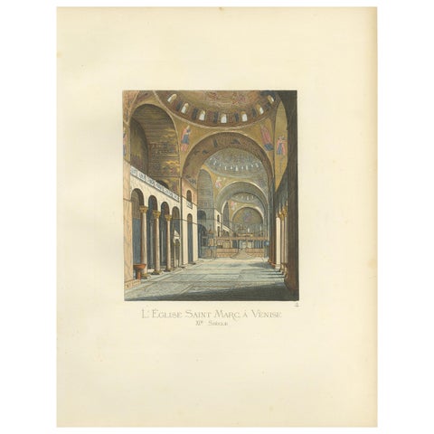 Antique Print of L’Eglise Saint Marc a Venise, 1860, Historical Art