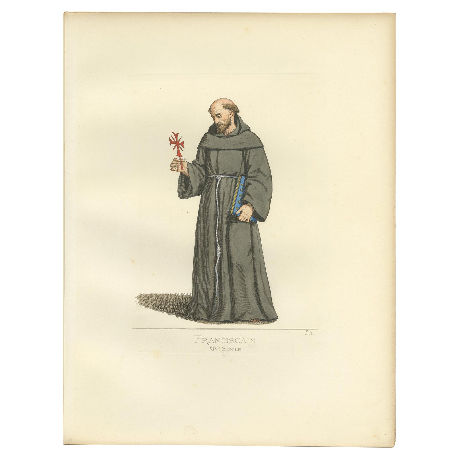 Antique Print of a Franciscan Monk by Bonnard, '1860'