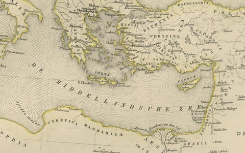 Palestine & Holy Land Map with Jerusalem Insets, Nieuwe Hand-Atlas, 1876, close-up 5