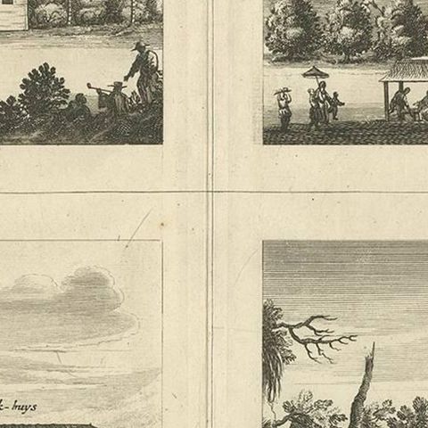 Antique Print of the Churches of Mallagam, Achiavelli, Mayletti and Oudewil, close-up 2