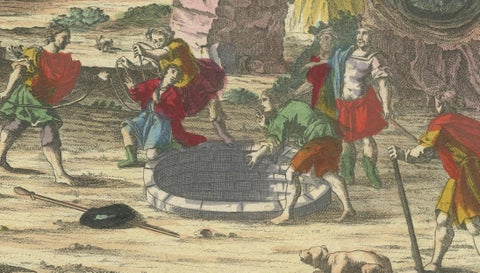Optical Print of Joseph Thrown into a Pit by His Brothers, 1770, Biblical Scene, close-up 2
