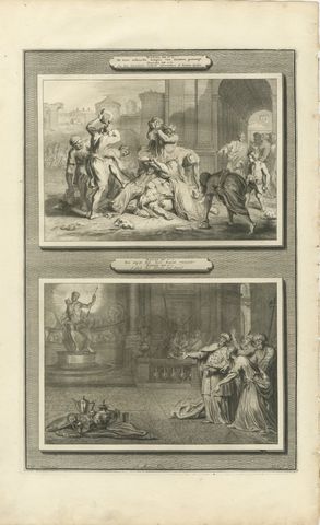 Stoning of Susanna's Accusers and Daniel Destroys Bel, Mortier circa 1700