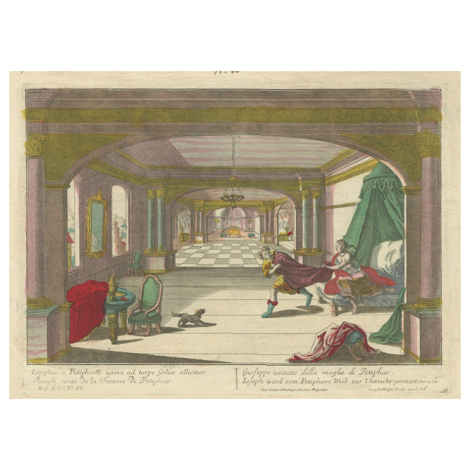 Optical Print of Joseph Tempted by Potiphar’s Wife, 1770, Dramatic Bible Scene