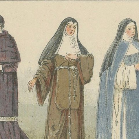 Catholic Religious Costume Study, Hand-Colored Print, Published ca.1880, close-up 5