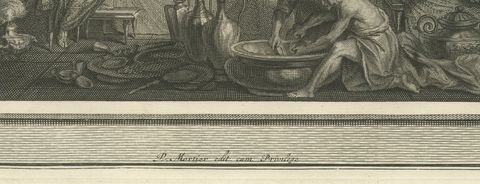 Nebuchadnezzar Among the Beasts and Belshazzar's Feast, Mortier, circa 1700, close-up 1
