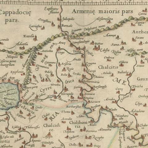 Mercator's Ptolemaic Map of the Holy Land, Cyprus and Syria, circa 1580, close-up 1
