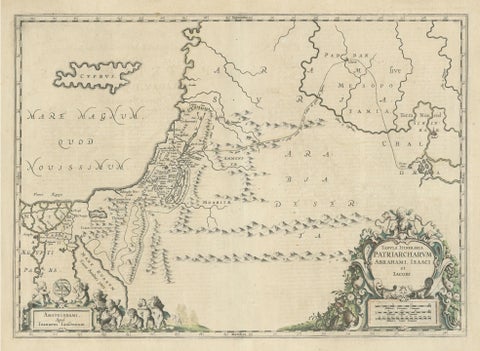 Antique Map of the Holy Land, showing the travels of Abraham, Isaac and Jacob, view 3