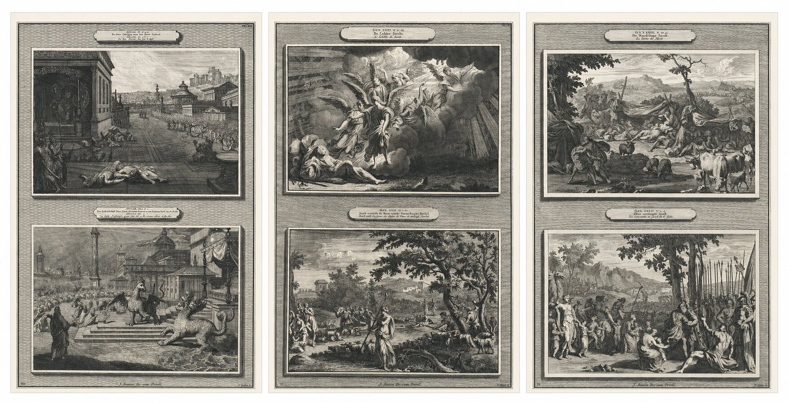 Antique Biblical Engravings, Mortier Amsterdam, Genesis & Apocalypse, c.1700