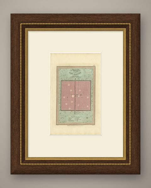Antique Plan of the City of Babylon, Hand-Colored, Wyld, 1823, shown framed