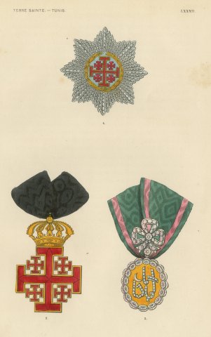 Holy Land and Tunis, Jerusalem Cross and Tunisian Badge, Plate LXXXII, 1844