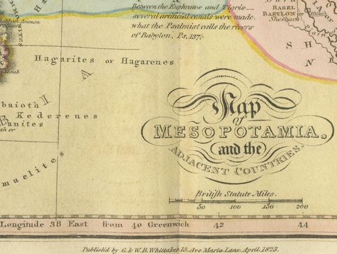 Antique Scripture Map of Mesopotamia and the Adjacent Countries, 1823, close-up 1
