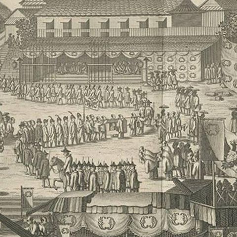 Nagasaki Japan Procession, Antique Engraving, 1812, close-up 2