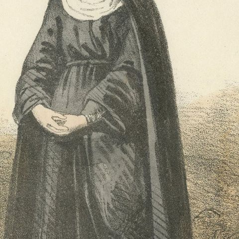 Ursuline, 1862 Hand-Colored Lithograph of an Ursuline Nun, close-up 2