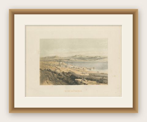 1862 Chromolithograph of the Sea of Tiberias, Biblical Landscape in Israël, shown framed