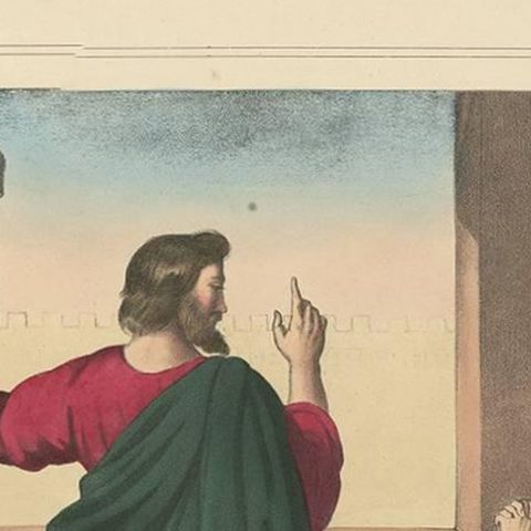 Antique Religious Print 'No. 19' Hezekiah, circa 1840, close-up 1