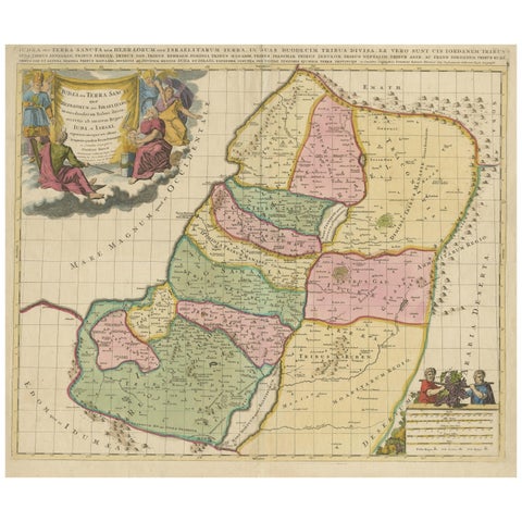 Judaea or Terra Sancta, Twelve Tribes of Israel, Sanson Map, c.1680