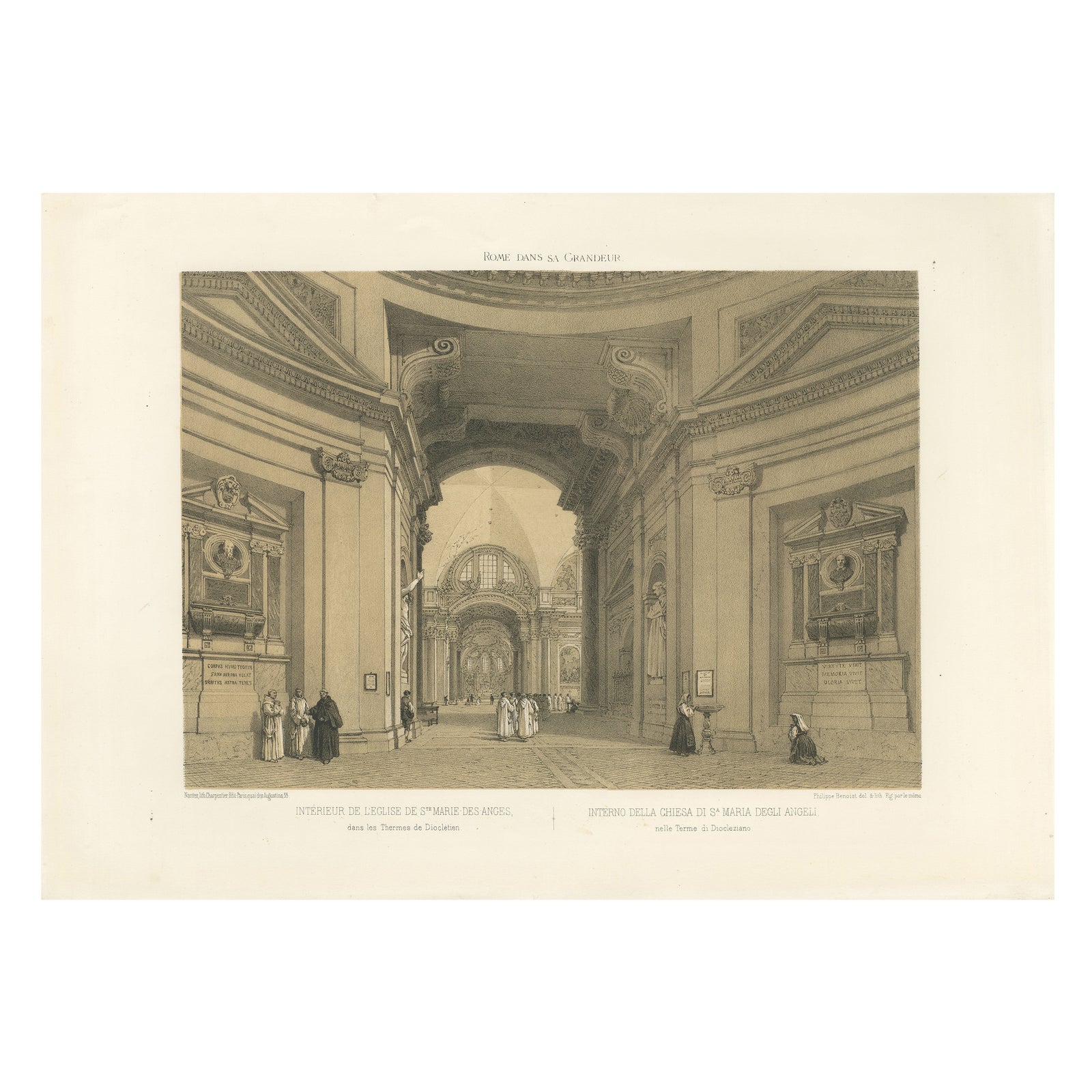 Rome Church Interior, Santa Maria degli Angeli, Benoist 1869