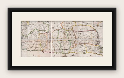 1658 Large Map of the Holy Land by Jansson, Twelve Tribes of Israel in 6 Sheets, shown framed