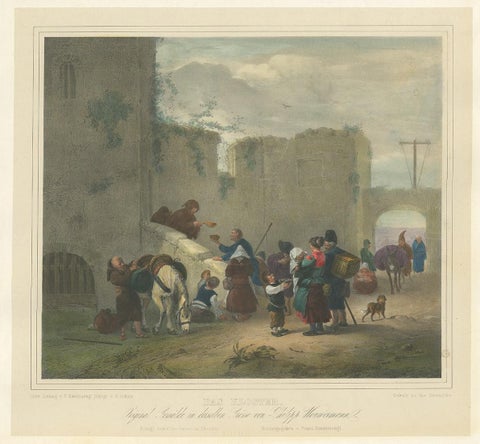 Antique Print of Travellers Halting at a Convent, circa 1840, view 4